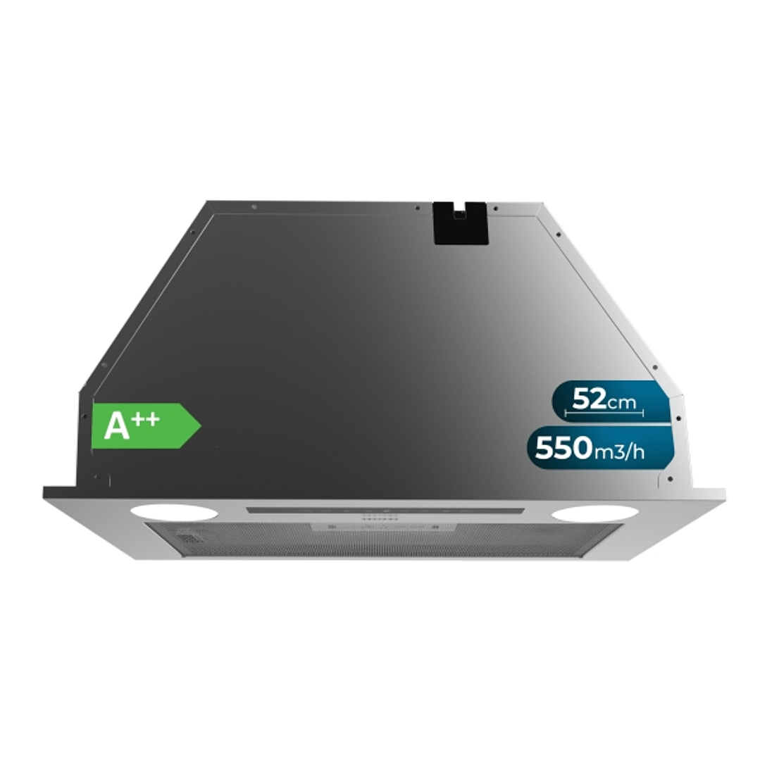 Cecotec Bolero Flux IT 525500 Inox A++ Campana Extractora de 52cm - 70W - Succion 550m3/h - Luz LED - Pantalla LED - Incluye Accesorios - Acero Inoxid 1
