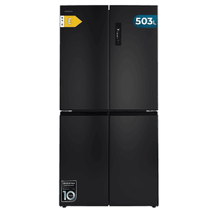 Cecotec Bolero CoolMarket 4D 503 Dark E Frigorifico Americano 4 Puertas - Capacidad 503L - Luz LED - Compresor Inverter - Silencioso - Frio Envolvente