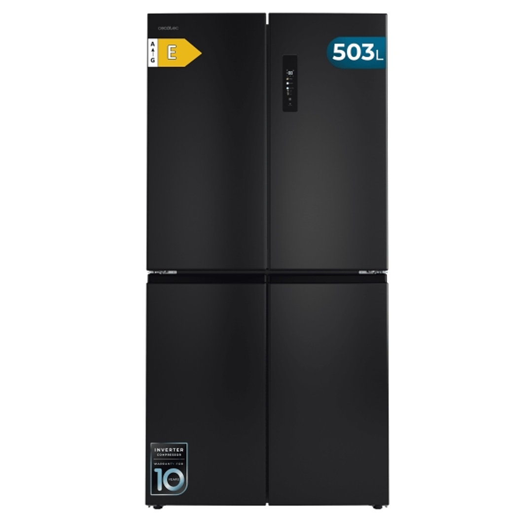 Cecotec Bolero CoolMarket 4D 503 Dark E Frigorifico Americano 4 Puertas - Capacidad 503L - Luz LED - Compresor Inverter - Silencioso - Frio Envolvente 1