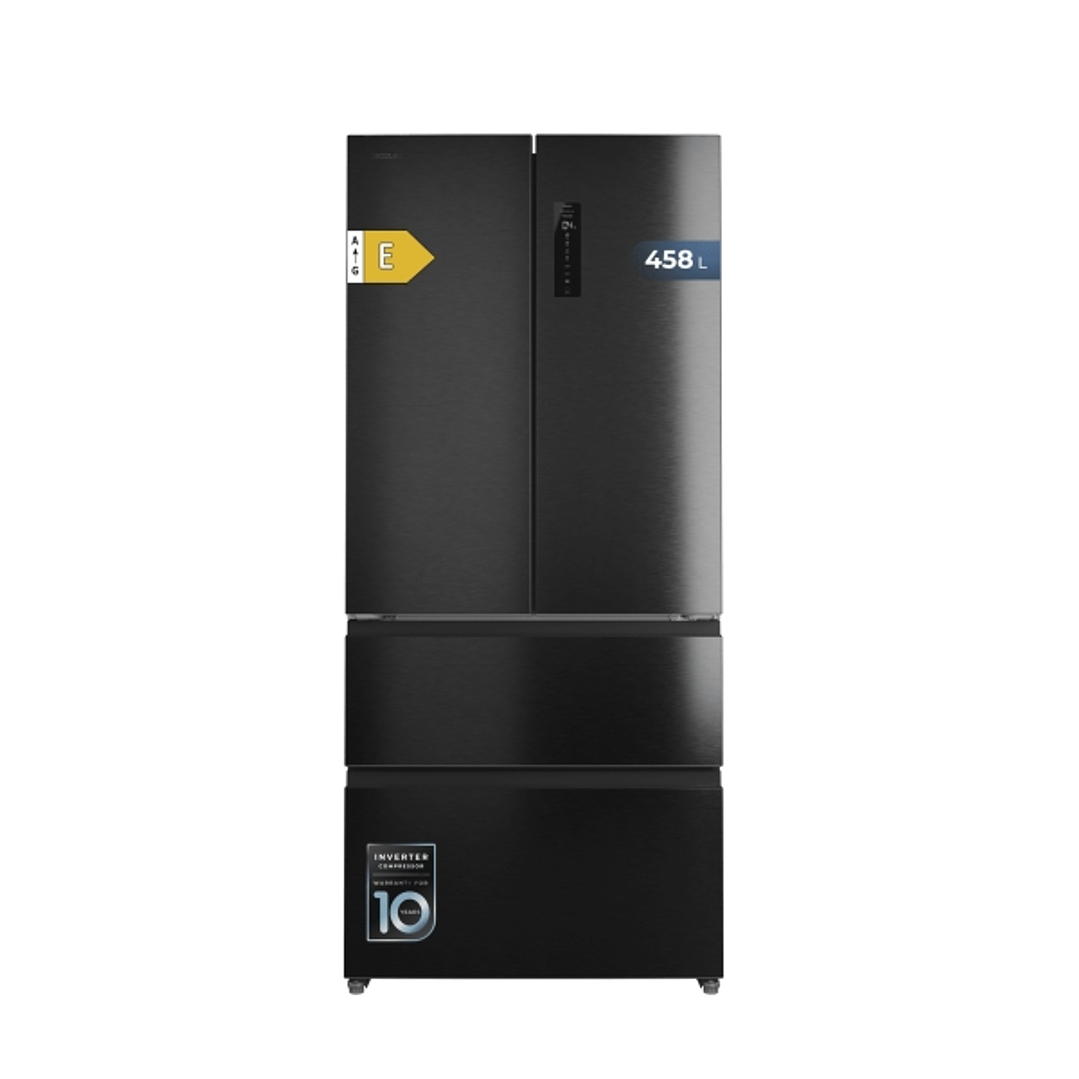 Cecotec Bolero CoolMarket F2D 458 SBI Dark E Frigorifico Puerta Francesa de 4 Puertas - Capacidad 458L - Silencioso 37dB - Luz LED - Pantalla LED - Co 1