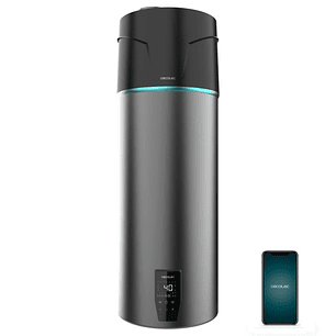 Cecotec AeroThermal 120 Water Connected Termo con Aerotermia de 120L - Pantalla Tactil - Temperatura Regulable - Control por App - Color Negro y Gris