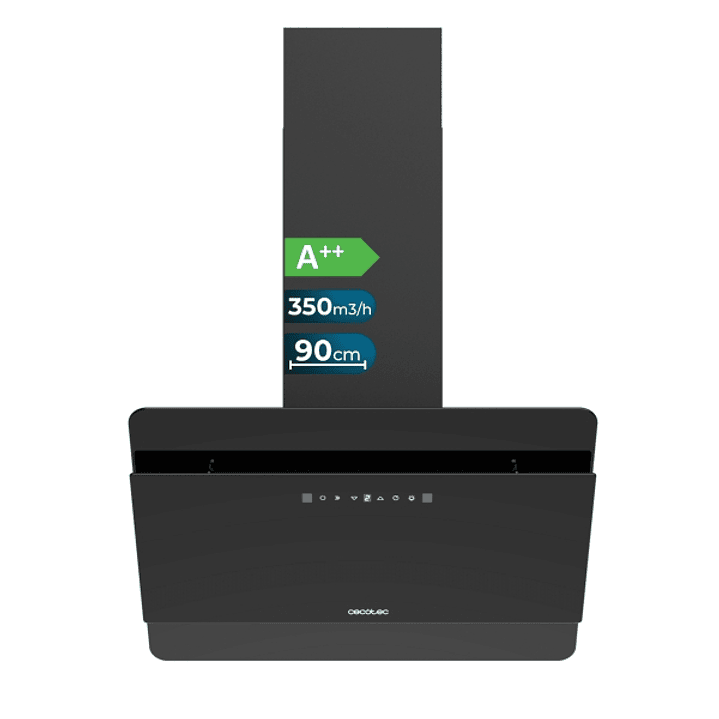 Cecotec Bolero Flux DT 608000 Glass Black A++ Campana Extractora de 60cm - 210W - Succion 800m3/h - Luz LED - Pantalla LED - Incluye Accesorios - Filt 1