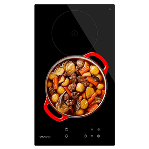 Cecotec Bolero Squad V 2001 Cocina Vitroceramica Encastrable - 3000W - 2 Zonas - Detector de Sartenes - Temporizador - Seguro Infantil - 9 Niveles de 