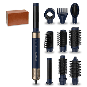 Cecotec CeramicCare 10in1 AirGlam Blue Moldeador Multifuncion - 1400W - Cable 1.8m - Temperatura Regulable - Incluye Peines Guia y Cabezales - Revesti