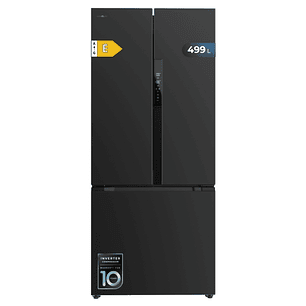 Cecotec Bolero CoolMarket FD 499 Dark E Frigorifico Puerta Francesa de 4 Puertas - Capacidad 499L - Compresor Inverter - Modo Vacaciones - Frio Envolv