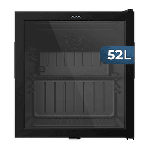 Cecotec Bolero CoolMarket BC 52 Black Nevera Minibar - Capacidad 52L - 53 Latas - Luz LED - Temperatura Regulable de 0 a 10ºC - Puerta de Cristal - Co