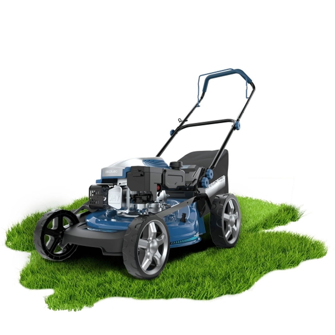 Cecotec Terrenator 3200.46 Total Z Cortacesped de Gasolina - Deposito 0.8L - Ancho de Corte 46cm - Motor de 144cc - Tanque de Aceite 0.5 L - Altura de 1