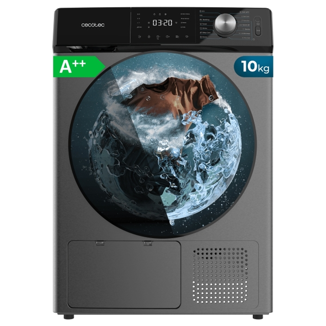 Cecotec Bolero DressCode Dry 10355 Steel Secadora con Bomba de Calor de 10kg - 14 Programas - Tambor de Acero Inoxidable - Inicio Programable - Bloque 1