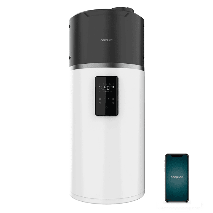 Cecotec AeroThermal 100 Water Connected Termo con Aerotermia de 100L - Pantalla Tactil - Temperatura Regulable - Control por App - Color Blanco 1