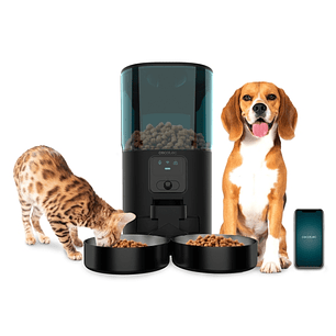 Cecotec Pumba 8600 Double Meal Vision Comedero Automatico para Mascotas con Camara - Capacidad 7L - Ideal para Mascotas - 2 Cuencos de Acero Inoxidabl