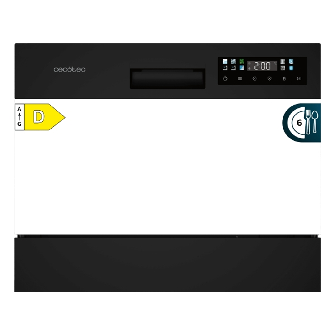 Cecotec Bolero Aguazero 2300 Mini Lavavajillas - 6 Cubiertos - Temperatura Regulable - Seguro Infantil - 8 Programas - Inicio Programable - Color Blan 1