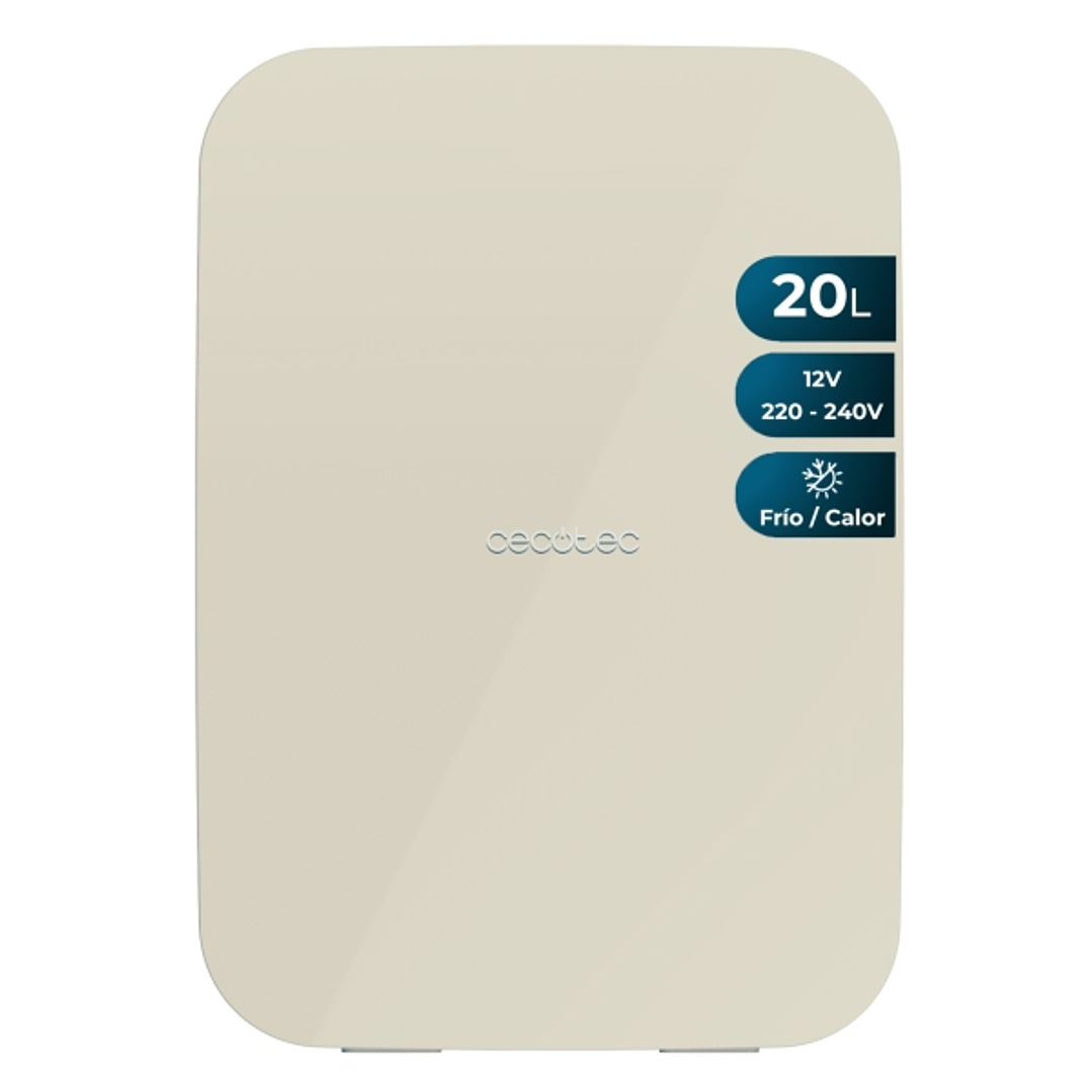 Cecotec Bolero MiniCooling 20L Bahamas Beige Mini Frigorifico Portatil - Capacidad 20L - 12V/220V - Temperatura Regulable - Enfria hasta 7ºC - Funcion 1