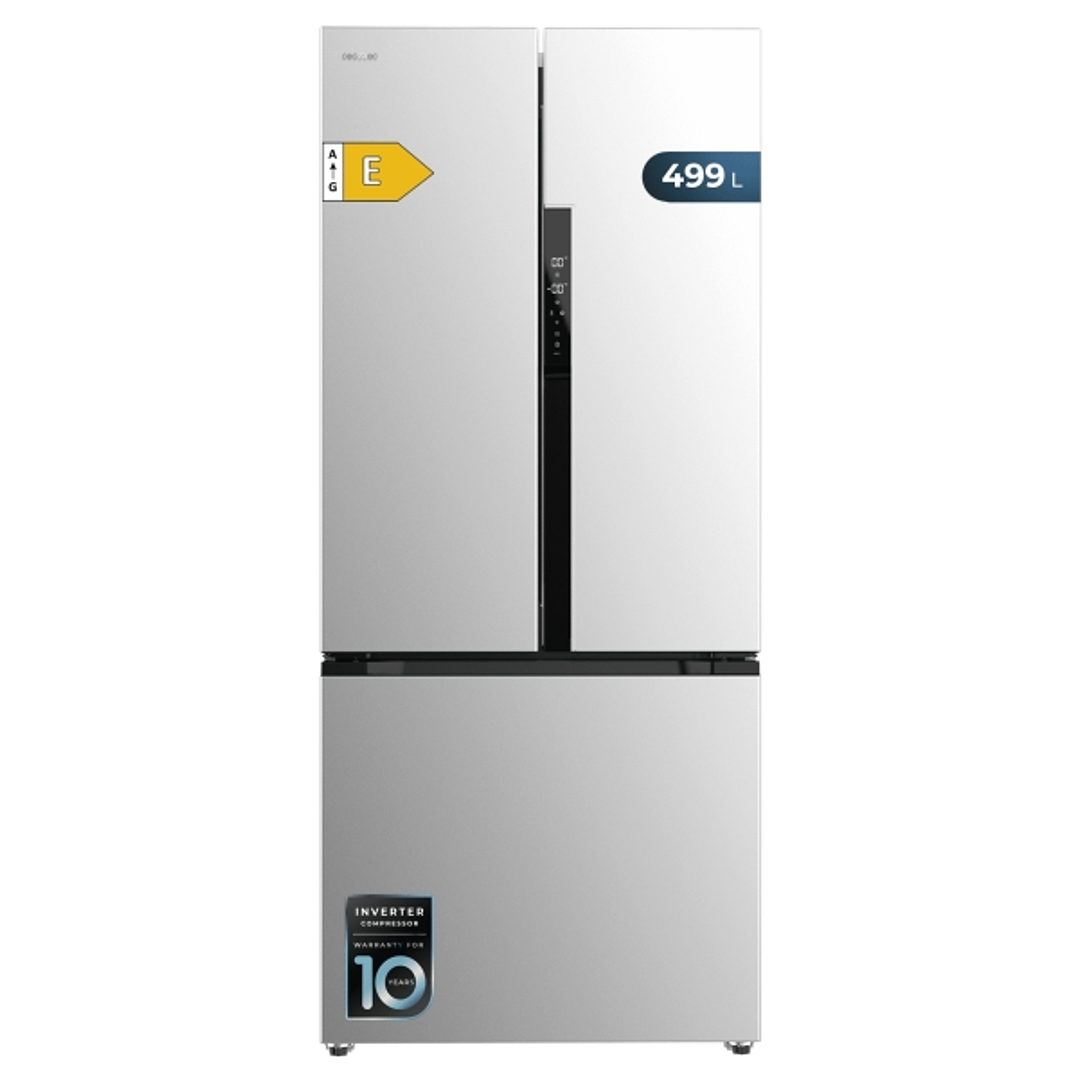 Cecotec Bolero CoolMarket FD 499 Inox E Frigorifico Puerta Francesa de 4 Puertas - Capacidad 499L - Compresor Inverter - Modo Vacaciones - Frio Envolv 1