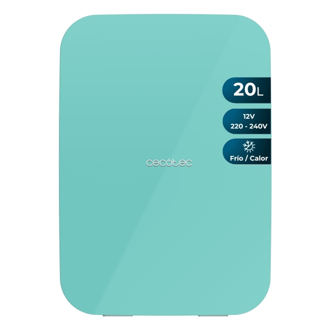 Cecotec Bolero MiniCooling 20L Bahamas Mint Mini Frigorifico Portatil - Capacidad 20L - 12V/220V - Temperatura Regulable - Enfria hasta 7ºC - Funcion  1