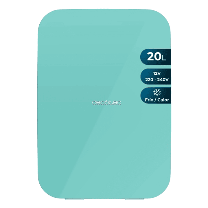 Cecotec Bolero MiniCooling 20L Bahamas Mint Mini Frigorifico Portatil - Capacidad 20L - 12V/220V - Temperatura Regulable - Enfria hasta 7ºC - Funcion  1