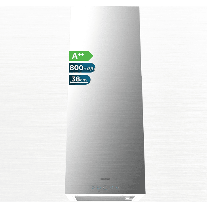 Cecotec Bolero Flux ICT 388000 Inox A++ Campana Extractora de Techo de 38cm - 210W - Succion 800m3/h - Luz LED - Incluye Accesorios - Kit de Montaje - 1