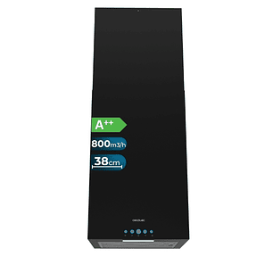Cecotec Bolero Flux ICT 388000 Black A++ Campana Extractora de Techo de 38cm - 210W - Succion 800m3/h - Luz LED - Incluye Accesorios - Kit de Montaje 