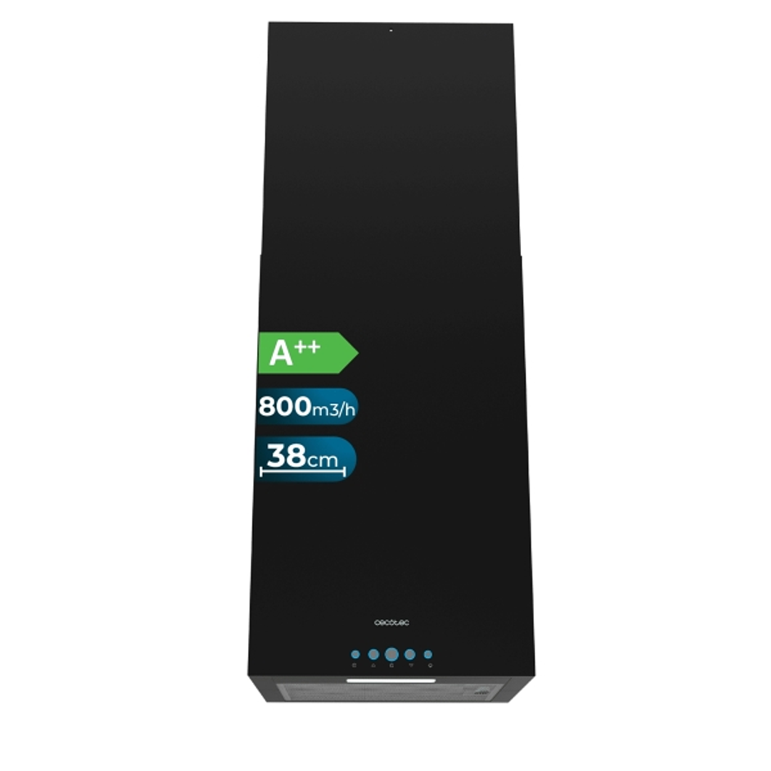 Cecotec Bolero Flux ICT 388000 Black A++ Campana Extractora de Techo de 38cm - 210W - Succion 800m3/h - Luz LED - Incluye Accesorios - Kit de Montaje  1