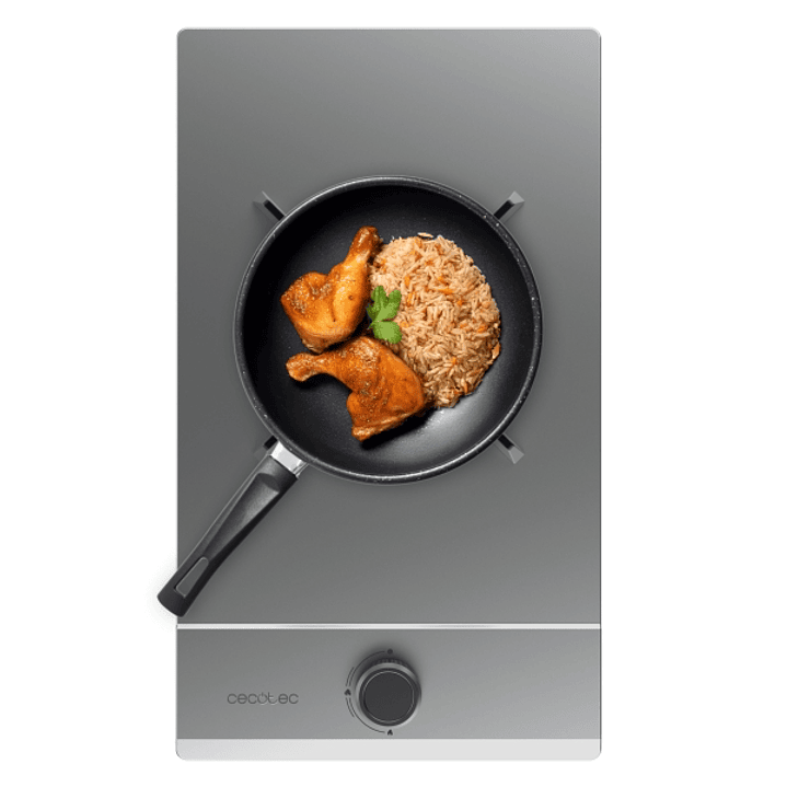 Cecotec Bolero Squad G 1200S Inox Cocina de Gas Encastrable - 1 Quemador - Acero Inoxidable - 3.5kW - Parrillas de Hierro Fundido - Inyector Convertor 1