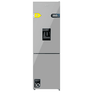 Cecotec Bolero CoolMarket Combi 250 WD Grey Glass D Frigorifico Combi - 250L - Compresor Inverter - Dispensador de Agua - Frio Envolvente - Cajon Hume