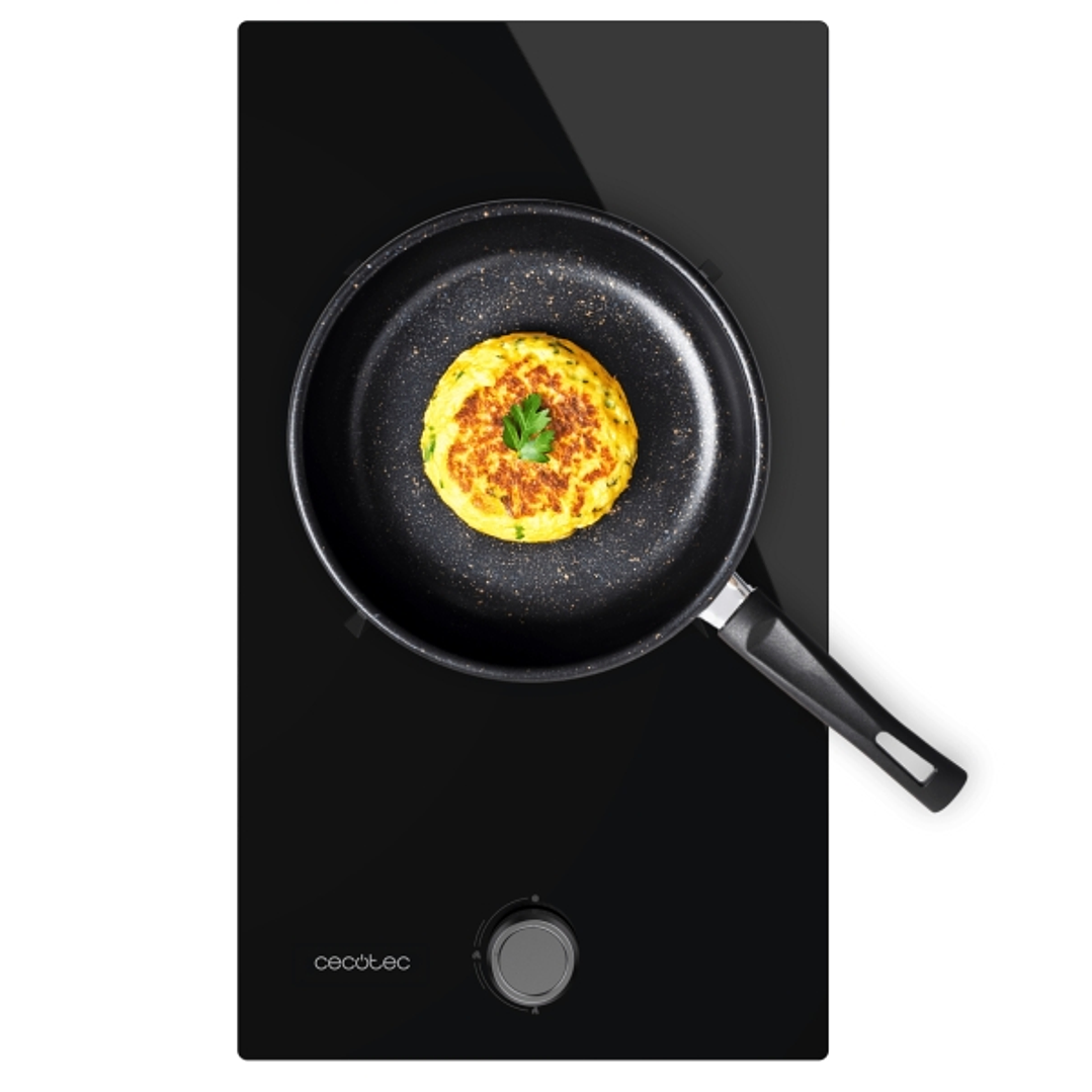 Cecotec Bolero Squad G 1200S Glass Black Cocina de Gas Encastrable - 1 Quemador - Acabado en Cristal Negro - 3.5kW - Parrillas de Hierro Fundido - Iny 1