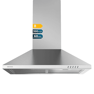 Cecotec Bolero Flux PM 603500 Inox B Campana Extractora de 60cm - 65W - Succion 350m3/h - Luz LED - Incluye Accesorios - Kit de Montaje - Filtros de C
