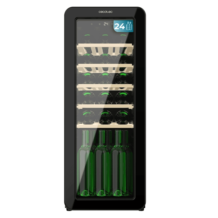 Cecotec Bolero GrandSommelier Origin 24 Hit Black Vinoteca para 24 Botellas - Luz LED - Temperatura Regulable - Estilo Retro - Ventilador Interior - 9 1