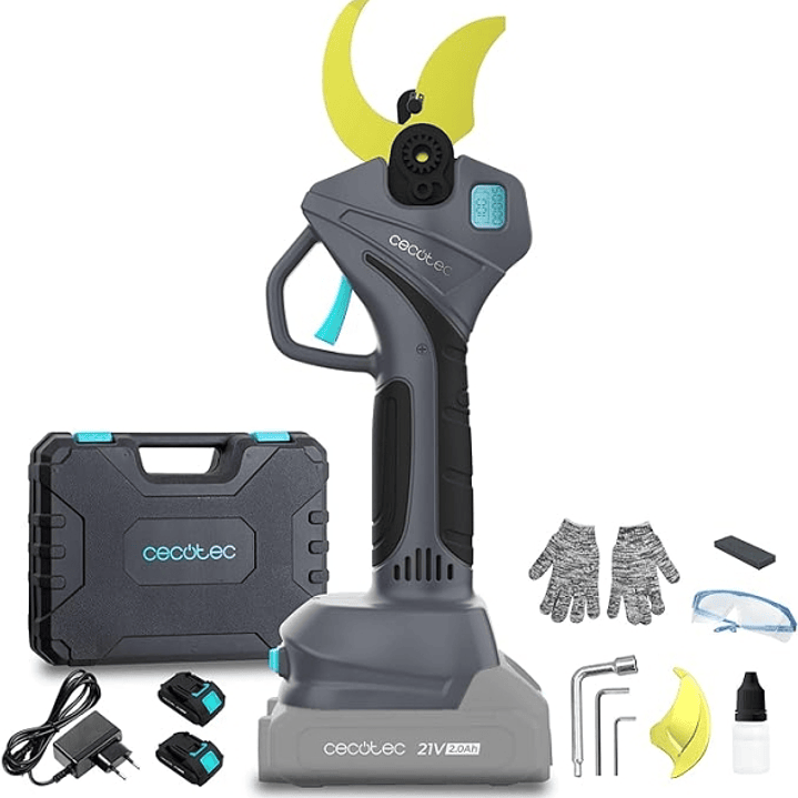 Cecotec TitanCut 5000 Tijeras de Podar Inalambricas - Ramas hasta 50mm - 600W - 2 Baterias 21V 2Ah - Pantalla Digital - Incluye Accesorios - Motor sin 1