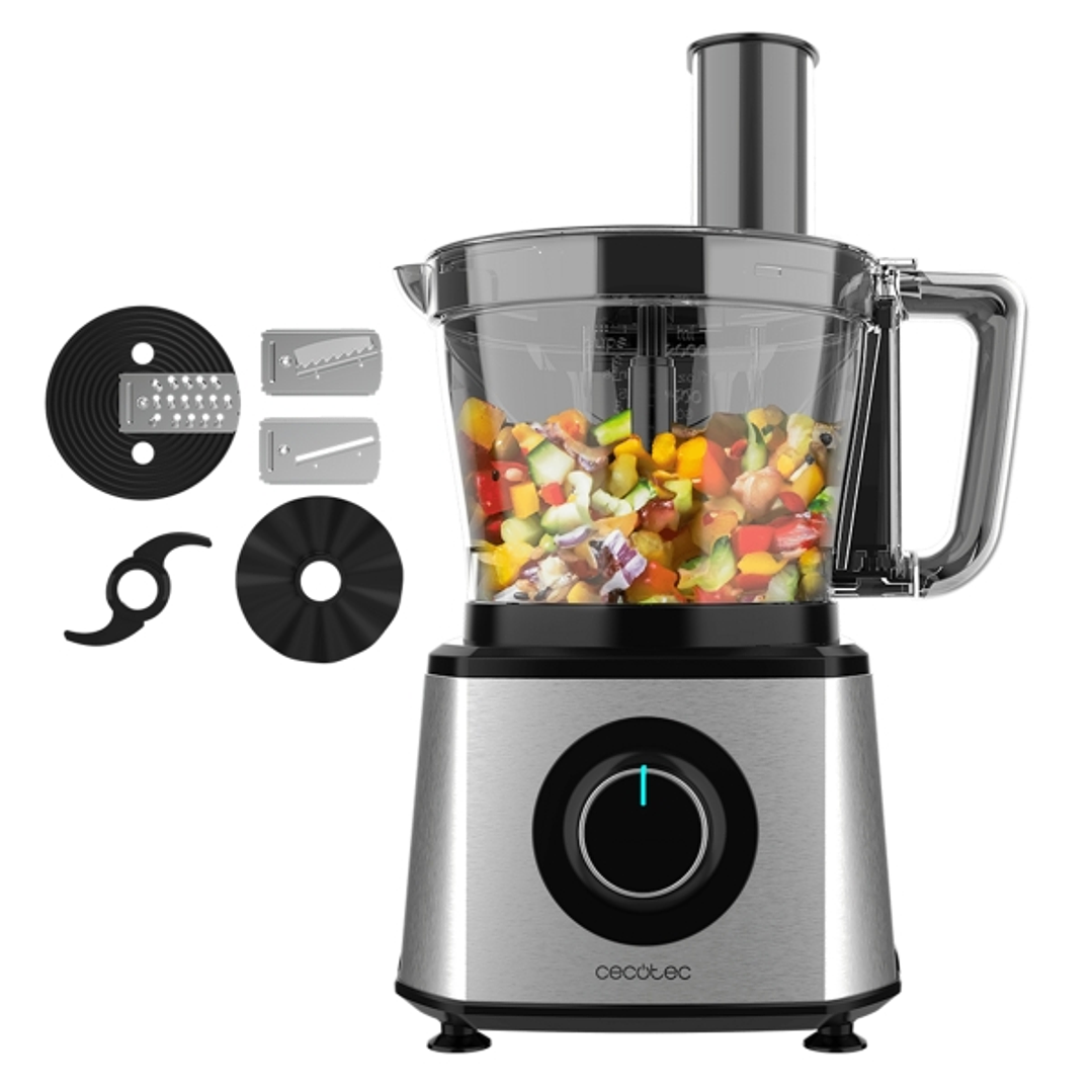 Cecotec Paprika 2000 Procesador de Alimentos - 2000W - Varias Velocidades - Incluye Accesorios - Acero Inoxidable - Color Negro y Plata 1
