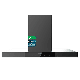 Cecotec Bolero Flux TT 909500 Slim Dark Inox A+++ Campana Extractora de 90cm - Succion 829.5 m3/h - Luz LED - Acero Inoxidable - Filtros Aptos para La