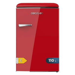 Cecotec Bolero CoolMarket TT Origin 110 Red E Mini Frigorifico - Capacidad 110L - Cajon para Hielo - Luz Interior - Tirador Cromado - Bandejas de Cris
