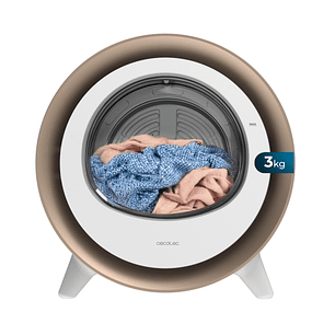 Cecotec Bolero DressCode Dry 3500V Gold Mini Secadora de Evacuacion 3kg - Temperatura Regulable - 8 Programas - Luz Ultravioleta - Tambor de Acero Ino
