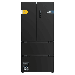 Cecotec Bolero CoolMarket FD 436 Dark E Frigorifico Puerta Francesa de 4 Puertas - Capacidad 510L - Compresor Inverter - Total Nofrost - Modo Vacacion