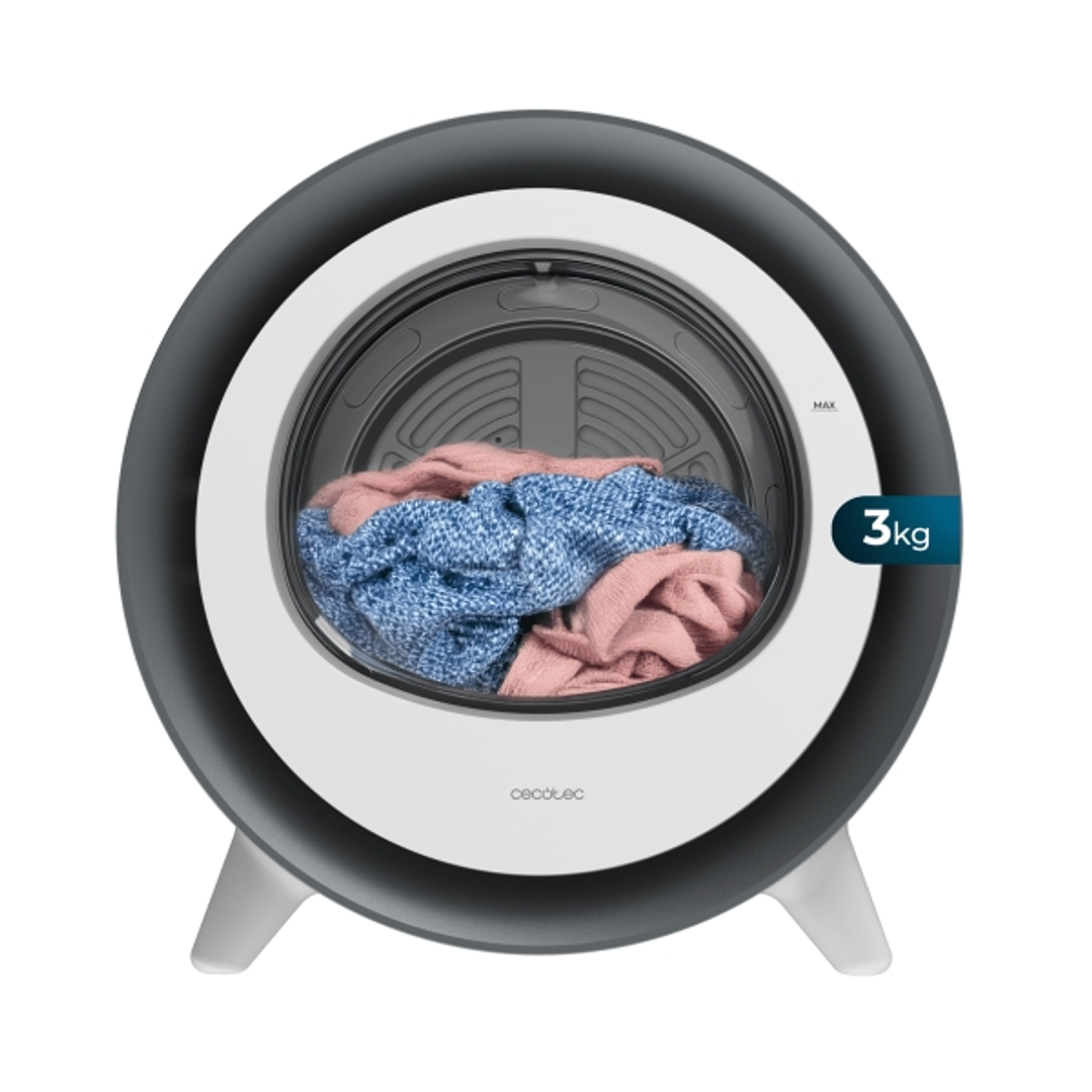 Cecotec Bolero DressCode Dry 3500V Silver Mini Secadora de Evacuacion 3kg - Temperatura Regulable - 8 Programas - Luz Ultravioleta - Tambor de Acero I 1