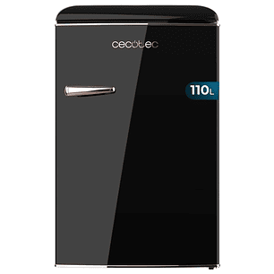 Cecotec Bolero CoolMarket TT Origin 110 Black E Mini Frigorifico - Capacidad 110L - Estilo Retro - Cajon para Hielo - Luz Interior - Tirador Cromado -