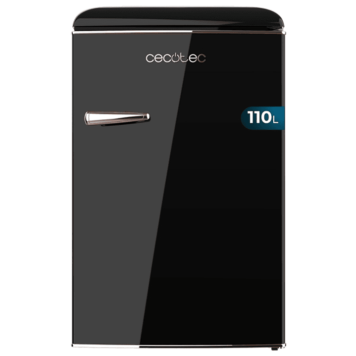 Cecotec Bolero CoolMarket TT Origin 110 Black E Mini Frigorifico - Capacidad 110L - Estilo Retro - Cajon para Hielo - Luz Interior - Tirador Cromado - 1