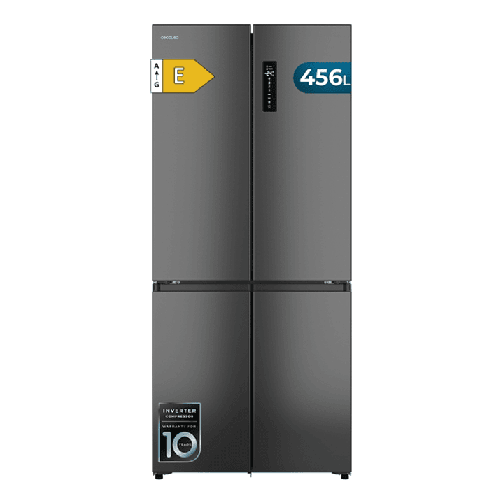 Cecotec Bolero CoolMarket 4D 456 SBI Dark E Frigorifico Americano 4 Puertas - Capacidad 456L - Silencioso 35dB - Luz LED - Pantalla LED - Compresor In 1