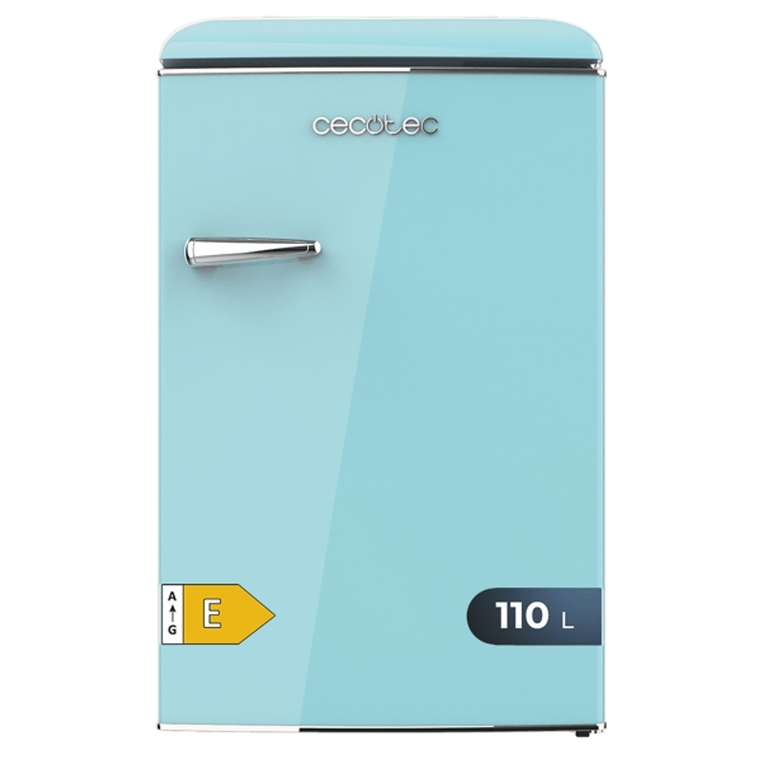 Cecotec Bolero CoolMarket TT Origin 110 Blue E Mini Frigorifico - Capacidad 110L - Cajon para Hielo - Luz Interior - Tirador Cromado - Bandejas de Cri 1