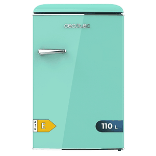 Cecotec Bolero CoolMarket TT Origin 110 Green E Mini Frigorifico - Capacidad 110L - Cajon para Hielo - Luz Interior - Tirador Cromado - Bandejas de Cr
