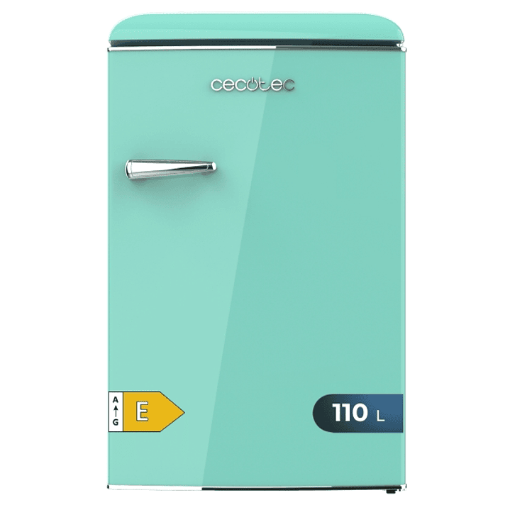 Cecotec Bolero CoolMarket TT Origin 110 Green E Mini Frigorifico - Capacidad 110L - Cajon para Hielo - Luz Interior - Tirador Cromado - Bandejas de Cr 1