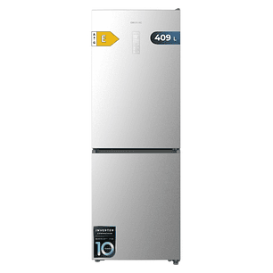 Cecotec Bolero CoolMarket Combi 409 Inox E Frigorifico Combi - Capacidad 409L - Compresor Inverter - Congelacion Ultrarapida - Silencioso - Frio Envol