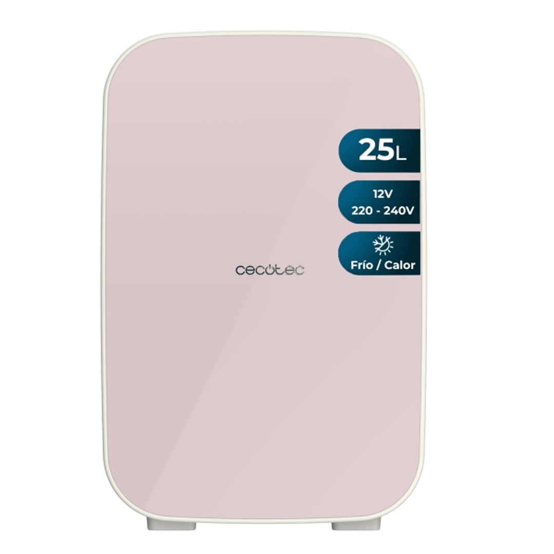 Cecotec Bolero MiniCooling 25L Bahamas Pink Mini Frigorifico Portatil - Capacidad 25L - 12V/220V - Temperatura Regulable - Enfria hasta 7ºC - Funcion  1