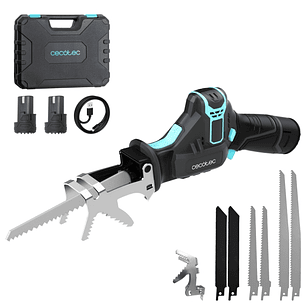 Cecotec Sierra de Sable LongFlex 1200 Home and Garden Sierra de Sable Inalambrica - 550W - 2 Baterias de 12V - Incluye Accesorios - Color Negro y Azul