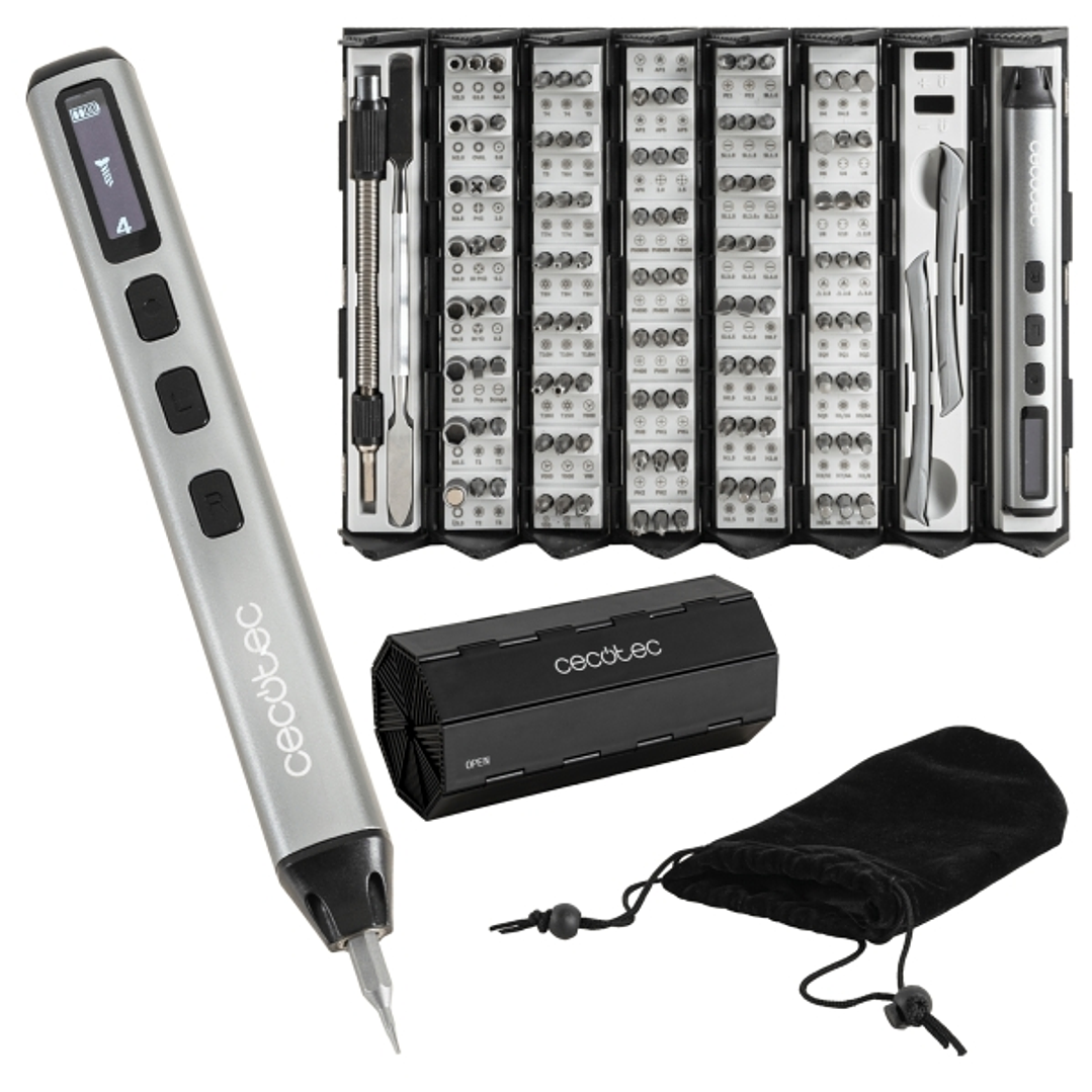 Cecotec Destornillador PrecissionGyro 5000 Infinity Auto Atornillador Inalambrico - 128 Piezas - Incluye Accesorios - Estuche de Plastico Plegable - M 1
