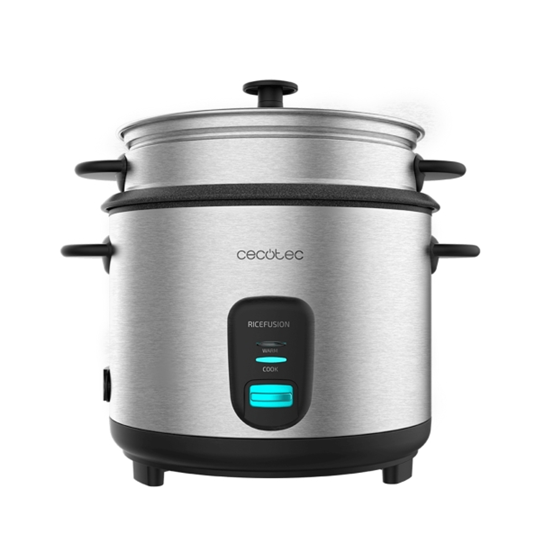 Cecotec Ricefusion 7000 Inox Arrocera - 700W - Capacidad 1.8L - Cubeta Extraible Antiadherente - Acero Inoxidable - Tapa de Cristal - Cuchara - Color  1