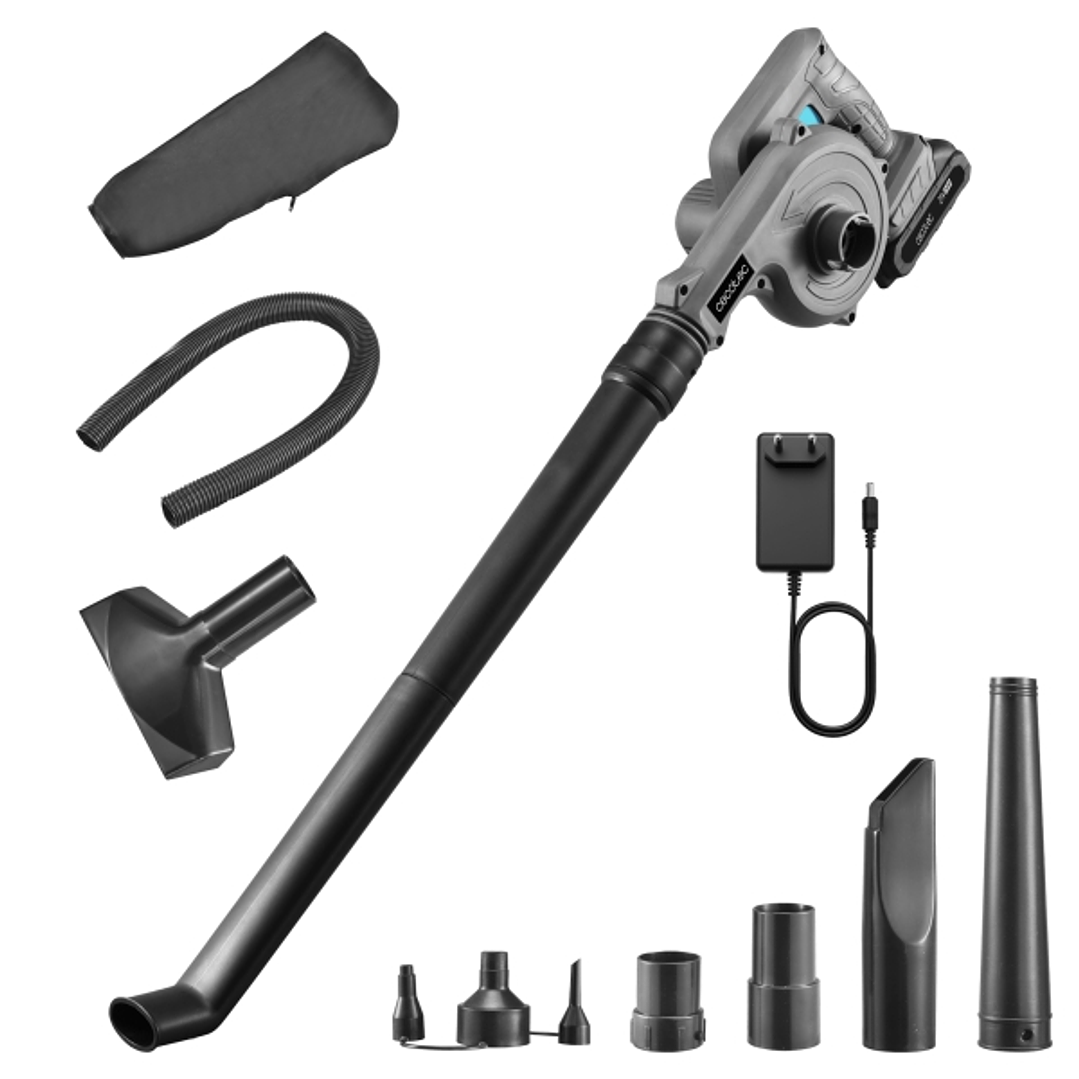 Cecotec AirForce 2120 FreeMove Soplador de Hojas Inalambrico - Bateria 21V 2Ah - Incluye Accesorios - Multifuncion - Velocidad hasta 200km/h - Color G 1