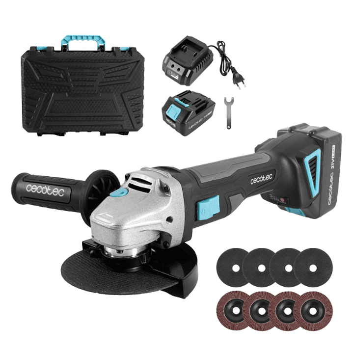 Cecotec RadialPower 2120 Freemove Radial Inalambrica de 125mm - 900W - 12.000rpm - Bateria 21V 4Ah - Incluye Accesorios - Motor sin Escobillas - Malet 1