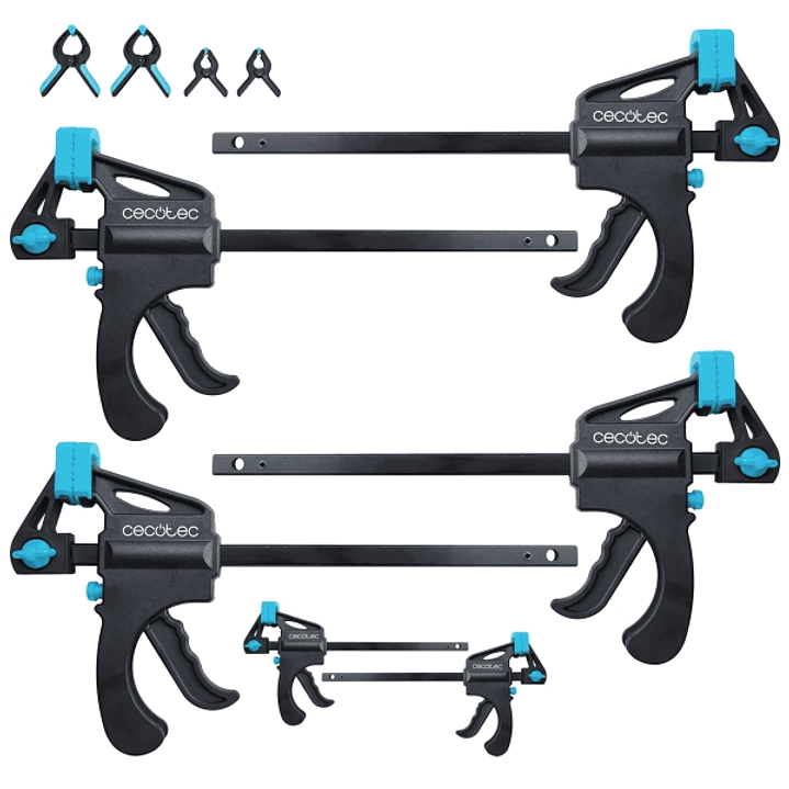 Cecotec StrongComfort 360 Instant Set de Sargentos de Liberacion Rapida - 10 Piezas - Incluye Accesorios - Funcion Rotativa - Color Negro y Azul 1