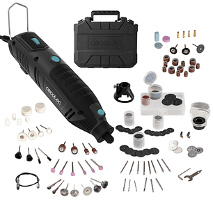 Cecotec Multihand 200 Power Multiherramienta Rotativa - 200W - 256 Accesorios - Maletin - Velocidad Ajustable - Pantalla - Color Negro