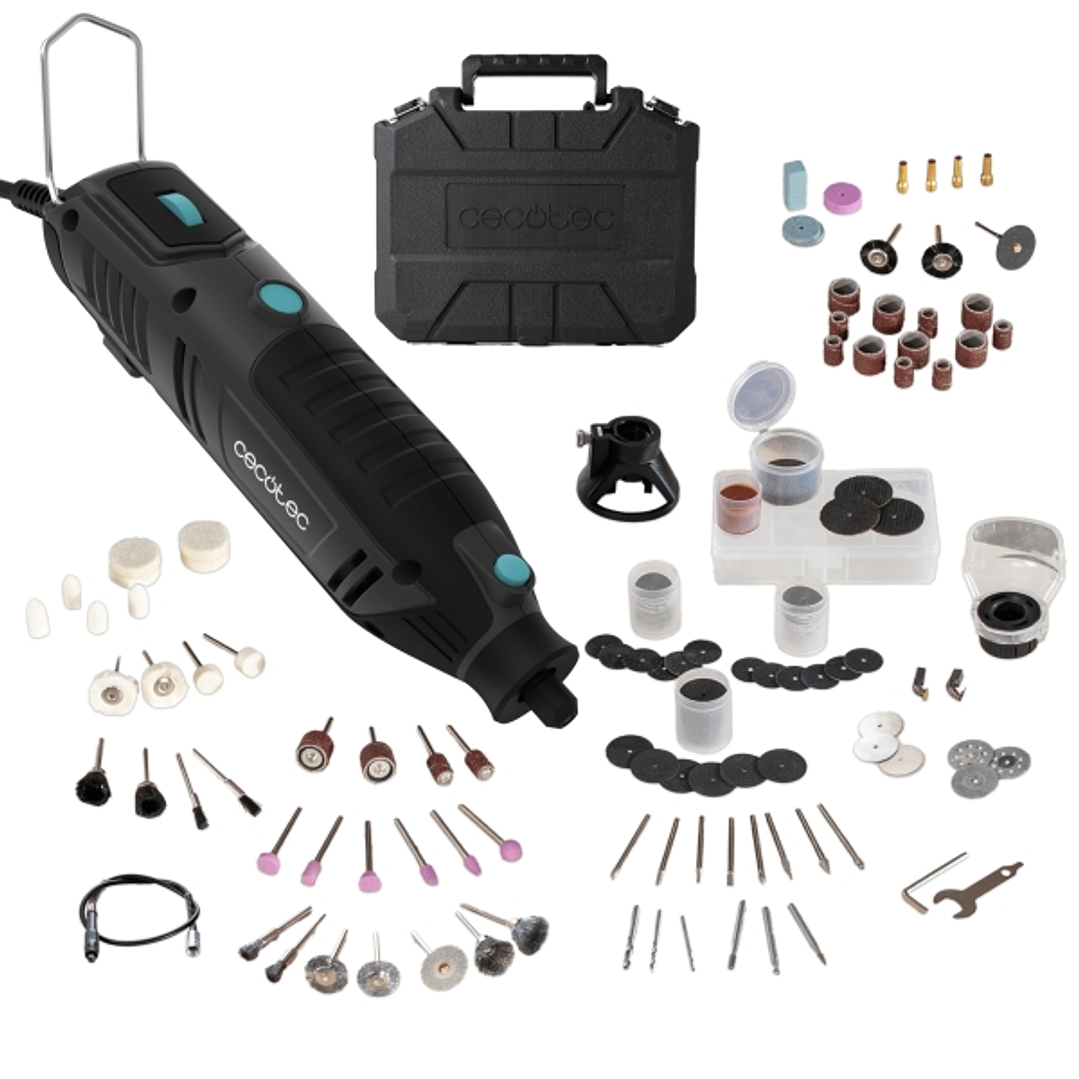 Cecotec Multihand 200 Power Multiherramienta Rotativa - 200W - 256 Accesorios - Maletin - Velocidad Ajustable - Pantalla - Color Negro 1